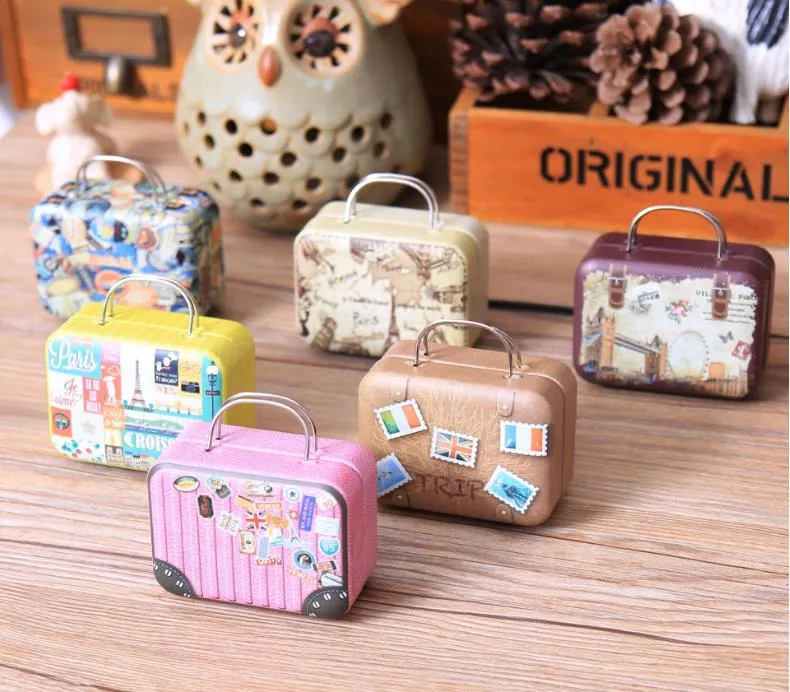 New Retro Style Small Suitcase Storage Tin Box Bag Jewelry